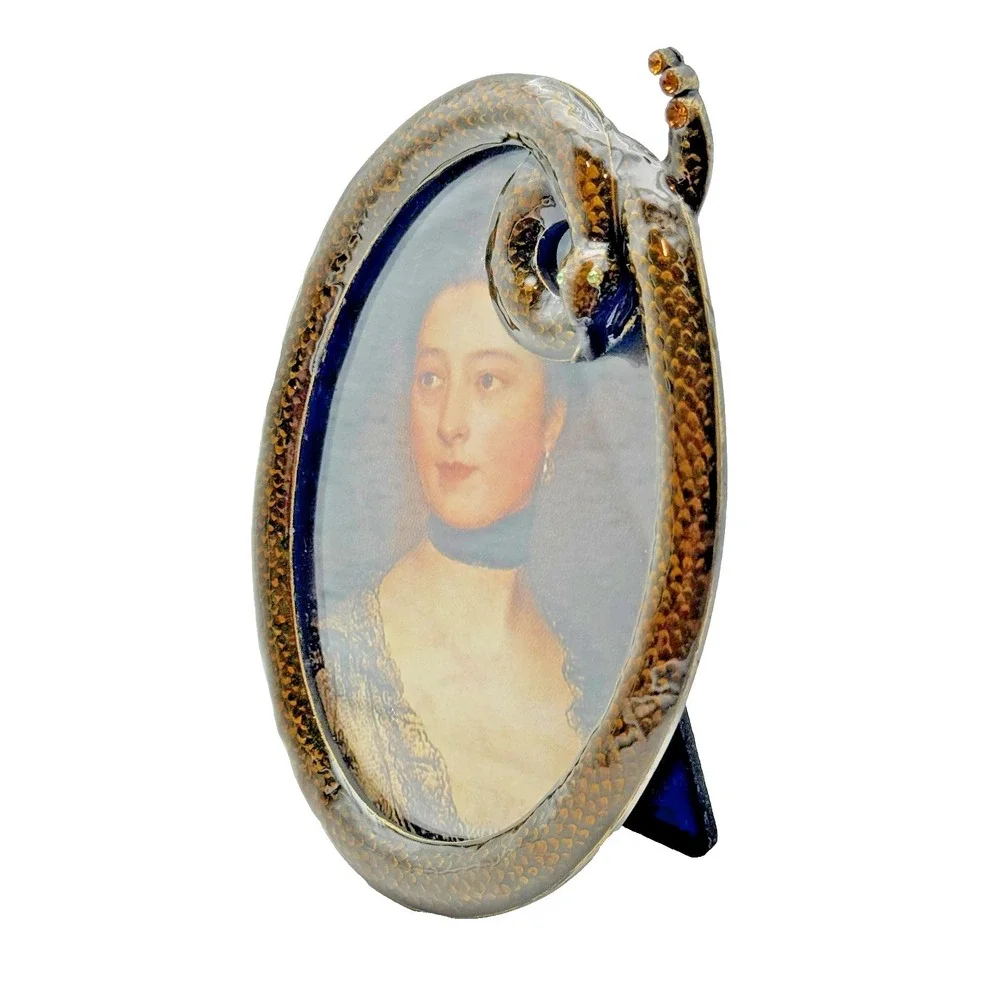 Picture Frame‎ Vintage Snake Oval Mother's Day Gift Gothic Unusual Jeweled Decor